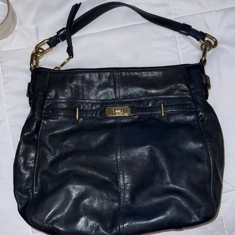 Vintage Coach Leather Chelsea Ashlyn Hobo Bag Dark Blue Teal
